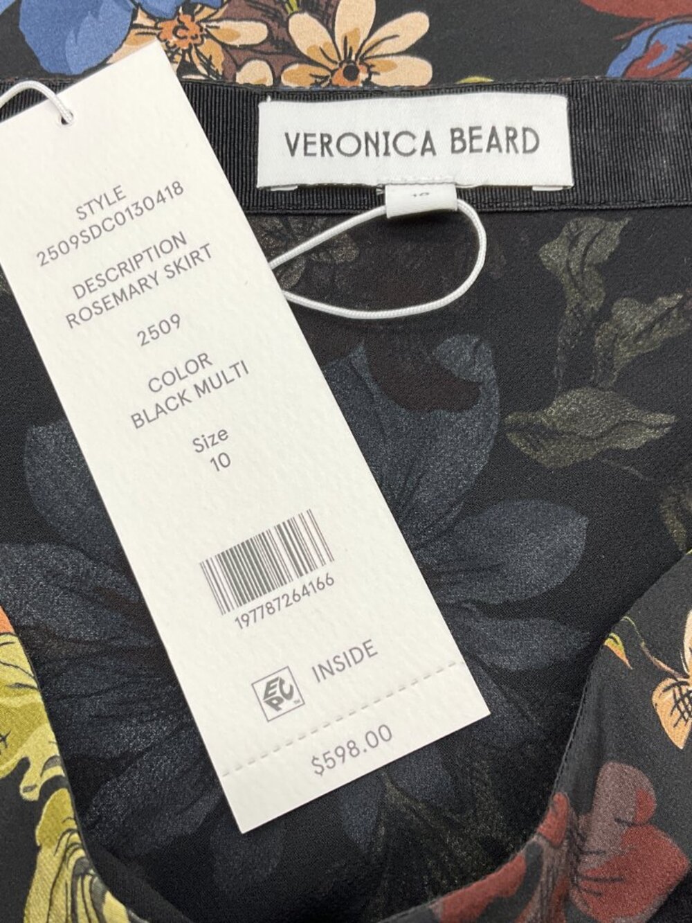 Veronica Beard Black Multi Silk Rosemary Midi Skirt - Picture 4 of 4